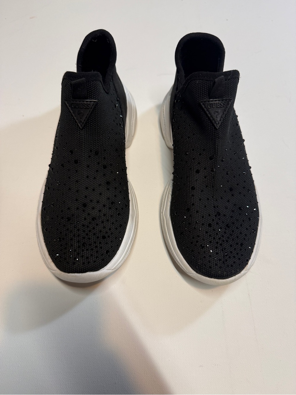 Guess Black Knit Slip-On Sneakers with White Platform Soles